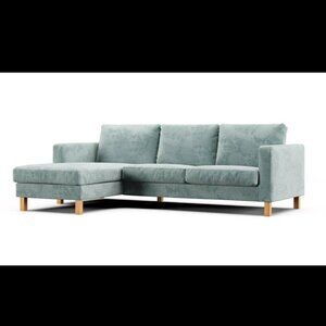 *New* Comfort Works Karlstad Loveseat with Chaise Cover (Left) in Mineral Blue